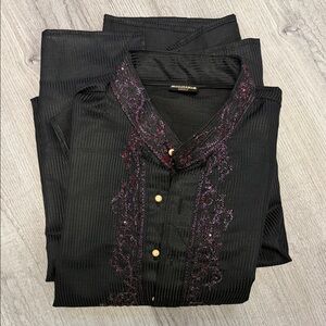 Black Embroidered Men's Shirt